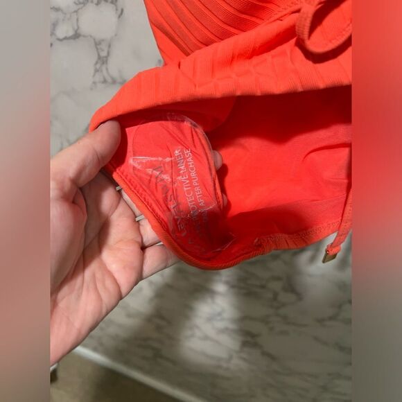 Sea Level Australia One Shoulder Vesper Wide Strap Diagonal One Piece Tangerine - Picture 7 of 14